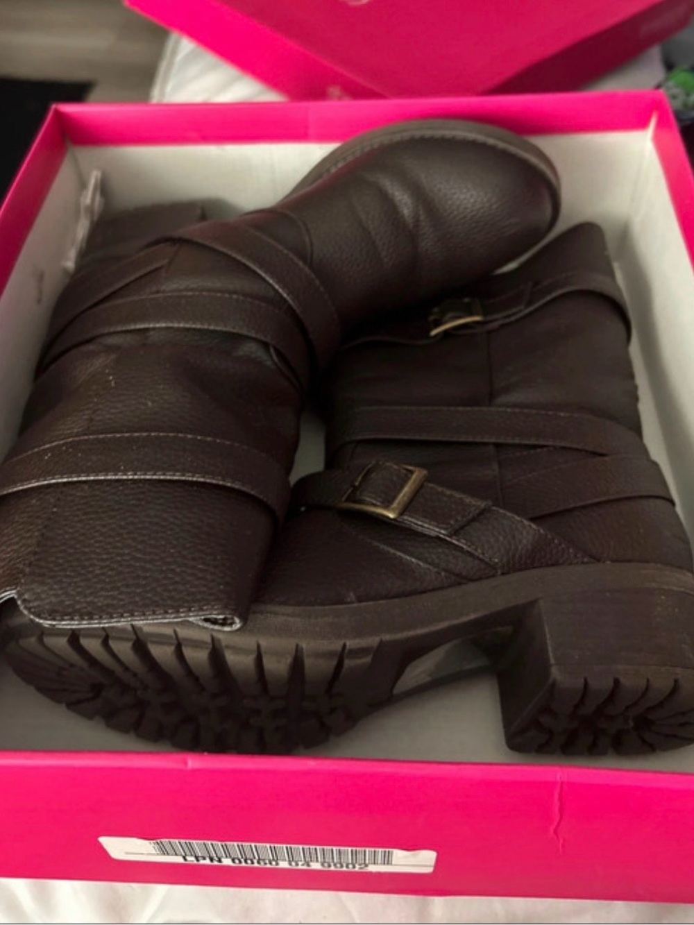 Shoe Dazzle Dark Brown Mid-Calf Moto Boots